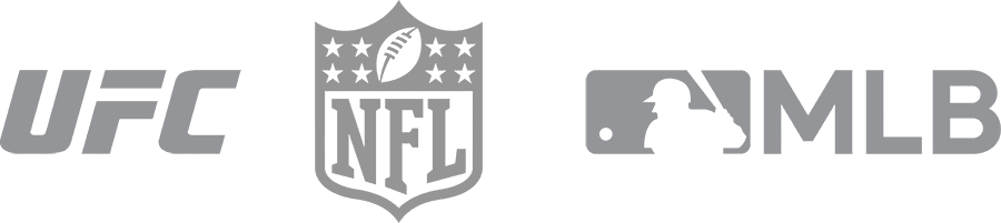 UFC and MLB logos in grayscale side by side.